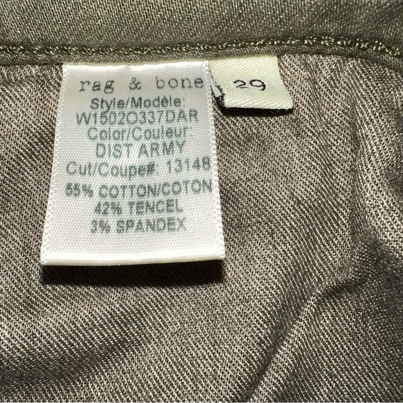 Rag and Bone Olive Green Skinny Jeans size 29 - Picture 8 of 10